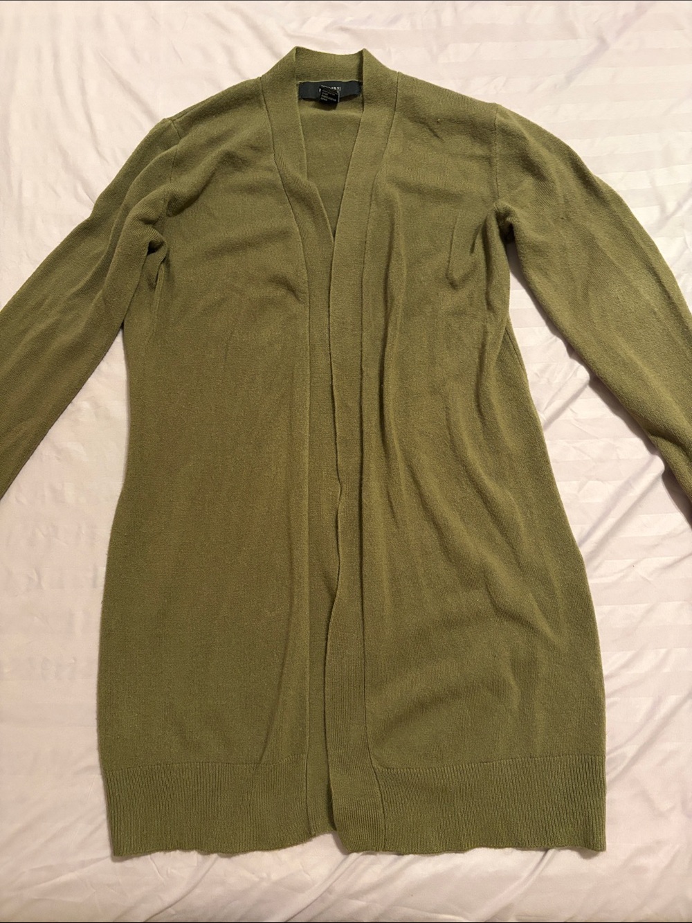 Forever 21 Olive Green Open-Front Long Cardigan